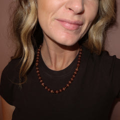 Brown pink jade necklace