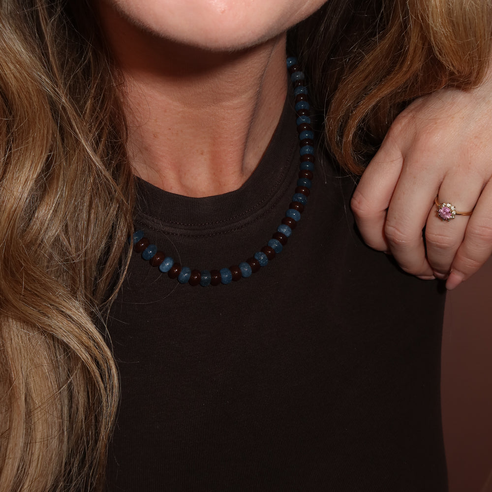 Brown Blue jade necklace