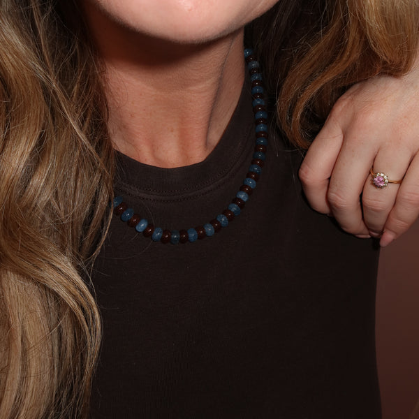 Brown Blue jade necklace