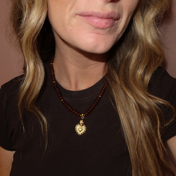 Brown love on fire necklace