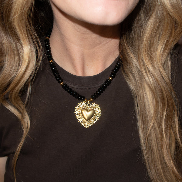 Black onyx heart necklace