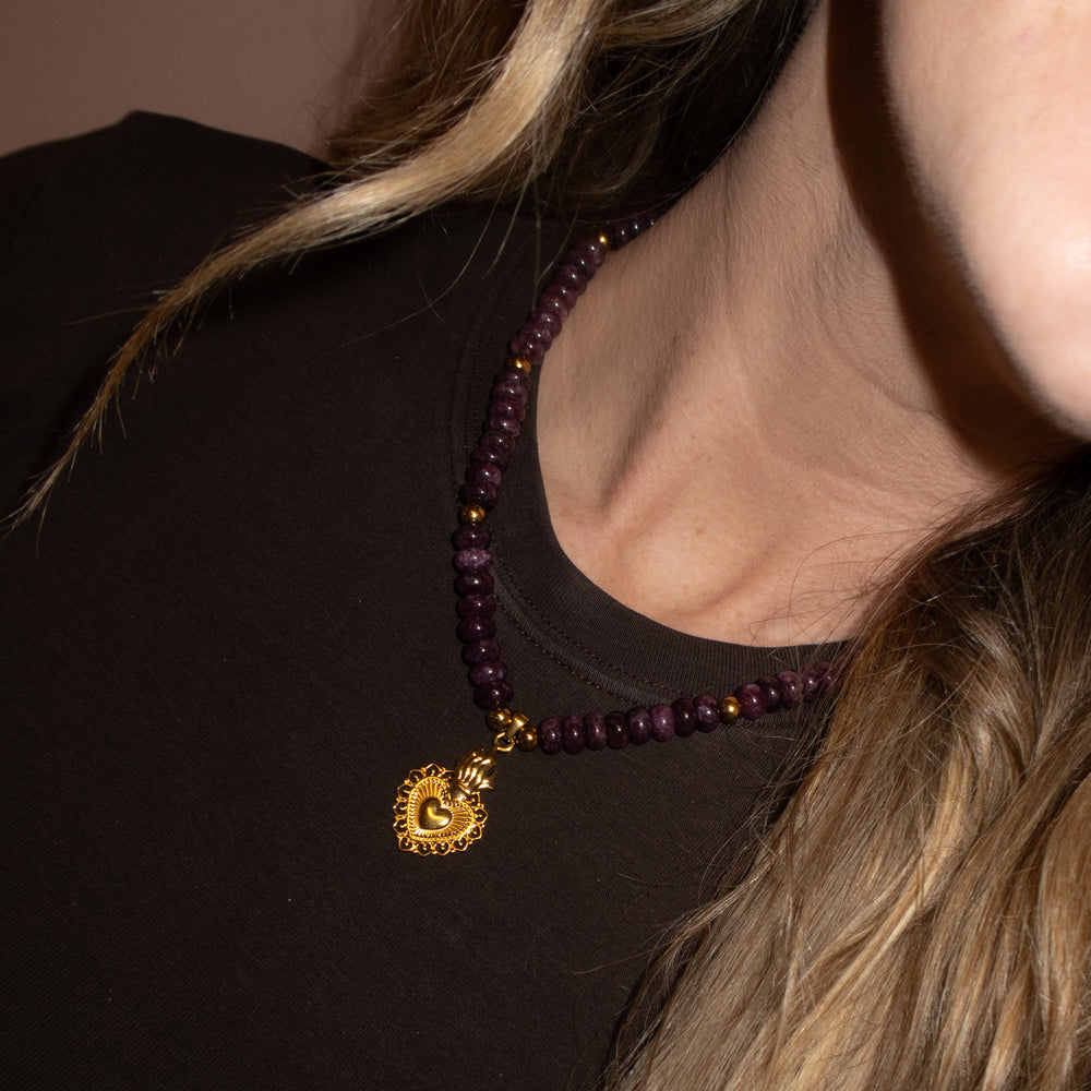 Purple love on fire necklace